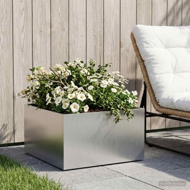 vidaXL Γλάστρα Κήπου Ασημί 60 x 60 x 30 cm Ανοξείδωτο Ατσάλι