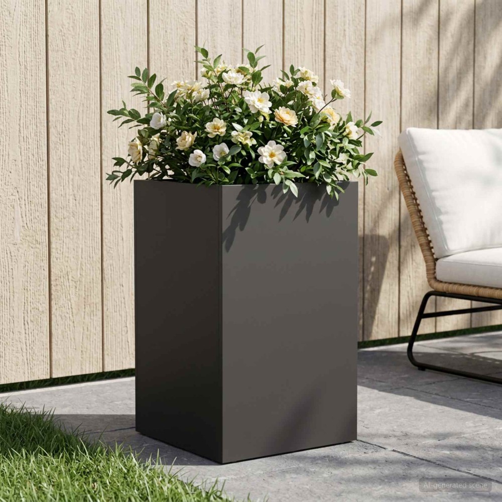 vidaXL Γλάστρα Κήπου Μαύρο 30 x 30 x 50 cm Ψυχρής έλασης χάλυβας