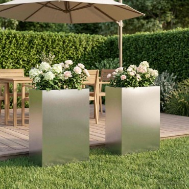 vidaXL Γλάστρα Κήπου 2 τμχ. Ασημί 40 x 30 x 75 cm Ανοξείδωτο Ατσάλι