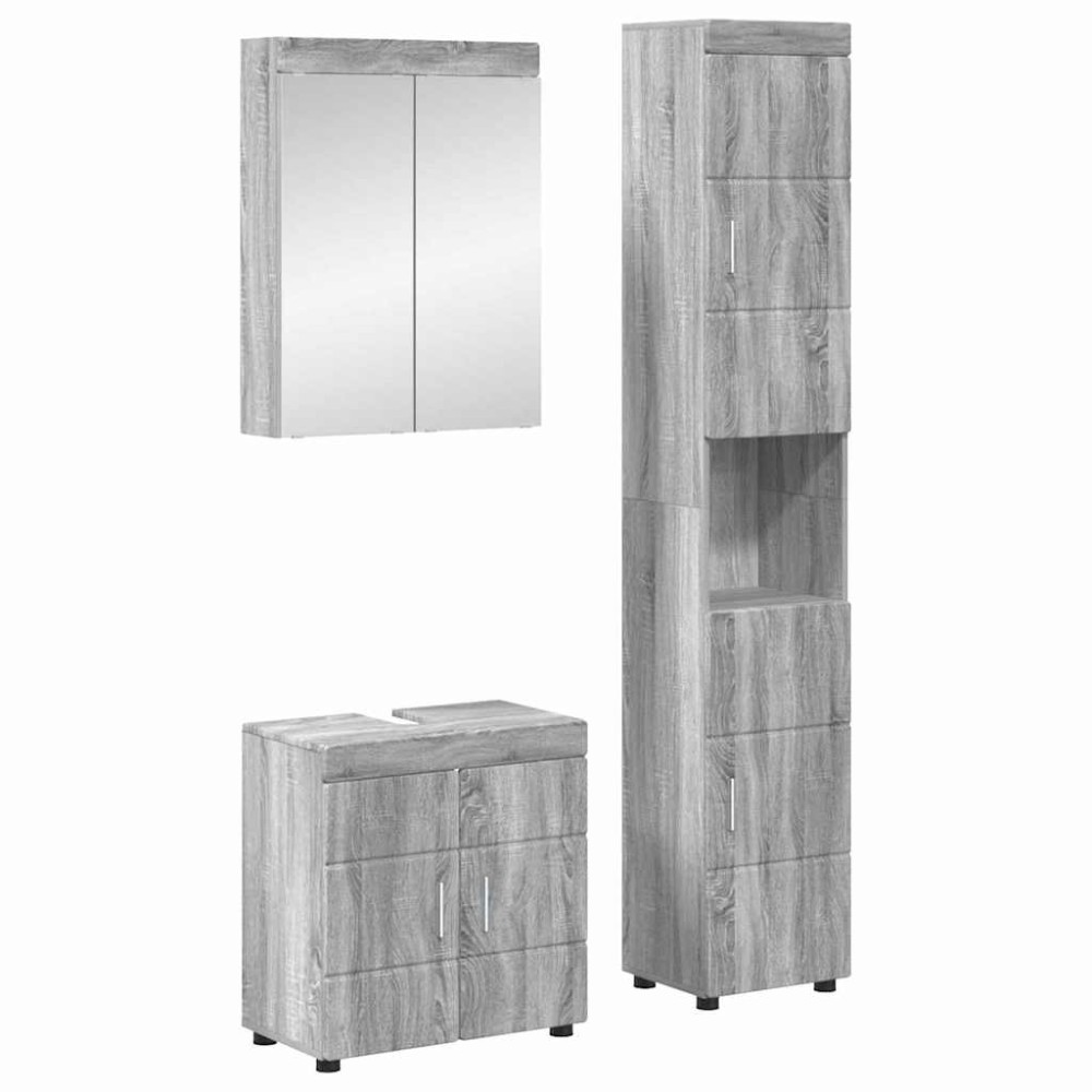 vidaXL Σετ Επίπλων Μπάνιου TULUM 3 τεμ. Γκρίζο Σονομα 60x34x63 εκ