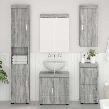 vidaXL Σετ Επίπλων Μπάνιου TULUM 5 τεμ. Γκρίζο Σονομα 60x34x63 εκ