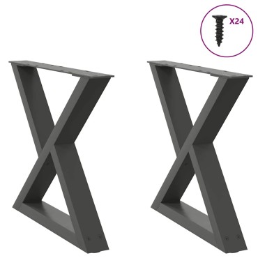 vidaXL Πόδια Τραπεζιού Σαλονιού 2 τεμ. Ανθρακί 50x(42-43,3)cm Ατσάλι