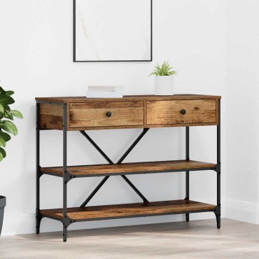 vidaXL Τραπέζι κονσόλας με συρτάρι Καφέ 100x34,5x75cm ξύλο 1 τεμ.
