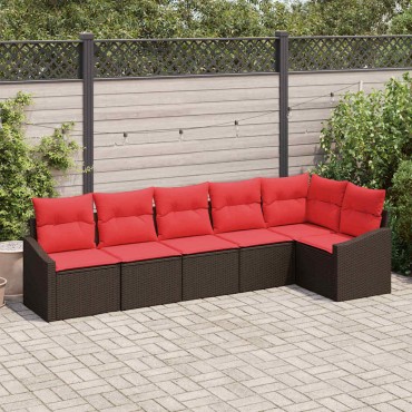 vidaXL Σετ Καναπέ 6 τεμ. Καφέ συνθετικό ρατάν 55×55×37cm