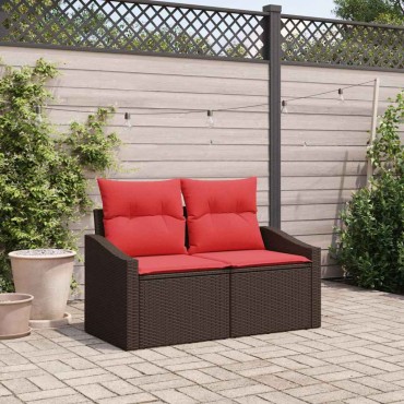 vidaXL Καναπές Κήπου Καφέ 123x62x69cm συνθετικό ρατάν