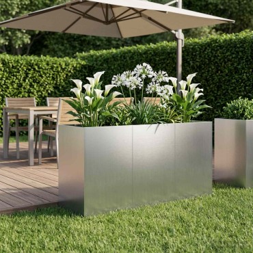 vidaXL Γλάστρα Κήπου Ασημί 120 x 40 x 60 εκ Γαλβανισμένος Χάλυβας