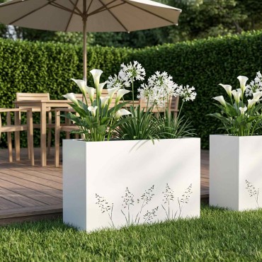vidaXL Γλάστρα Κήπου Λευκό 80 x 30 x 49 εκ Ψυχρής έλασης χάλυβας