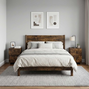 vidaXL Κομοδίνο 2 τεμ. Καπνιστή δρυς 33,5x34,5x50 εκ