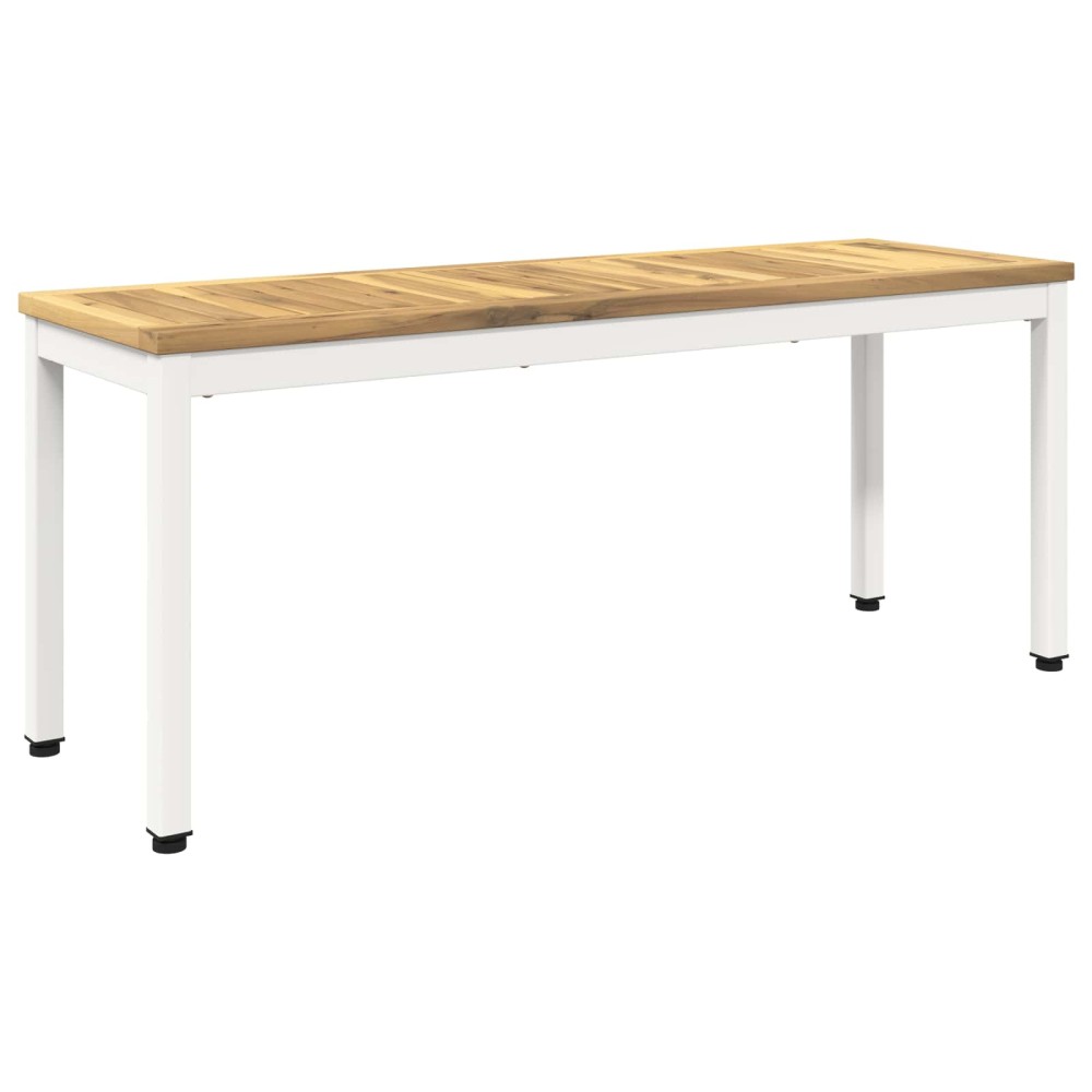 vidaXL Παγκάκι κήπου 108,5x35x45cm Στερεό Ξύλο Ακακίας Λευκό 1 τεμ.