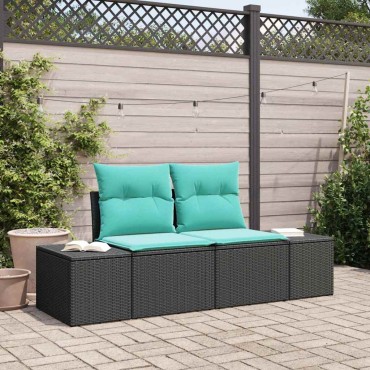 vidaXL Καναπές Κήπου με μαξιλάρι 184x62x69cm συνθετικό ρατάν