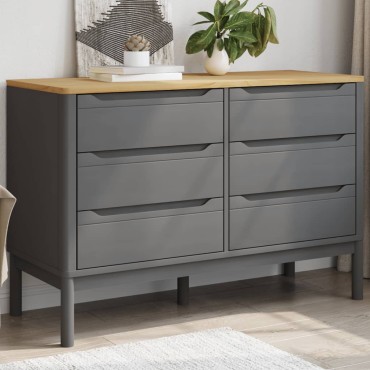 vidaXL Συρταριέρα FLORO Γκρι από Μασίφ Ξύλο Πεύκου 111x43x73,5cm 1 τεμ.