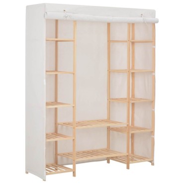 vidaXL Ντουλάπα Λευκή 135x40x170cm Υφασμάτινη 1 τεμ.