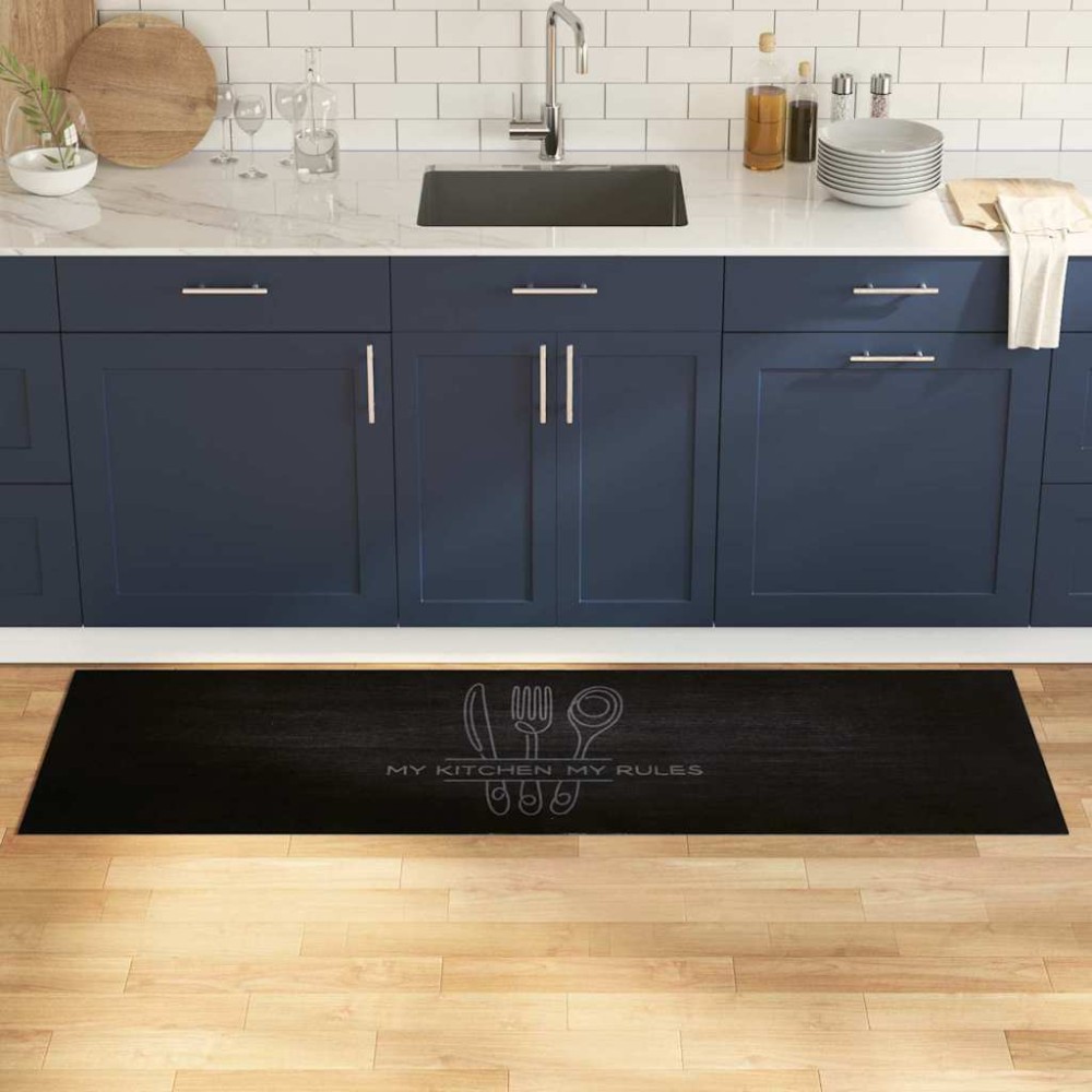 vidaXL Χαλί Κουζίνας Μαύρο 180 x 60 cm 100% Πολυαμίδιο Πλένεται