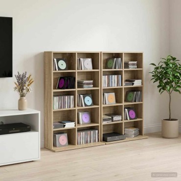 vidaXL Ντουλάπα CD 2 τεμ. Sonoma Δρυς 65x23,5x97,5cm