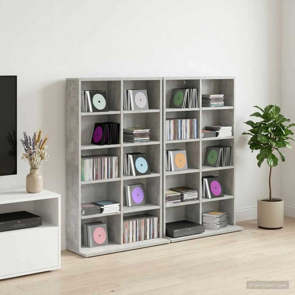 vidaXL Ντουλάπα CD 2 τεμ. Γκρι Σκυροδέματος 65x23,5x97,5cm