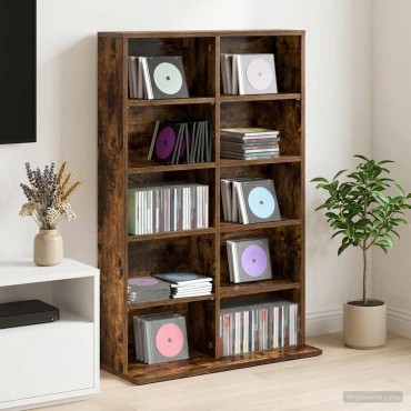 vidaXL Ντουλάπα CD Καπνισμένο Ξύλο Δρυός 65x23,5x97,5cm