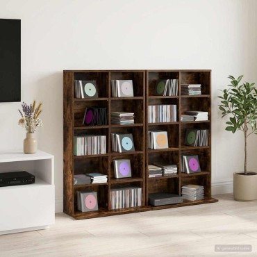 vidaXL Ντουλάπα CD 2 τεμ. Καπνισμένο Ξύλο Δρυός 65x23,5x97,5cm