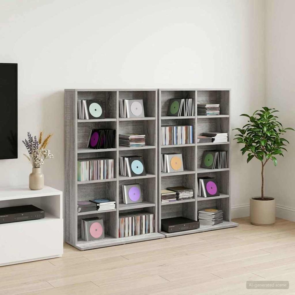vidaXL Ντουλάπα CD 2 τεμ. Γκρι Sonoma 65x23,5x97,5cm