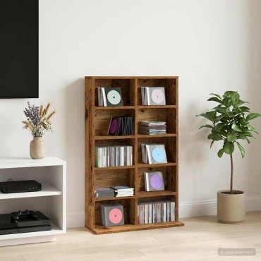 vidaXL Ντουλάπα CD Παλαιωμένο ξύλο 65x23,5x97,5cm