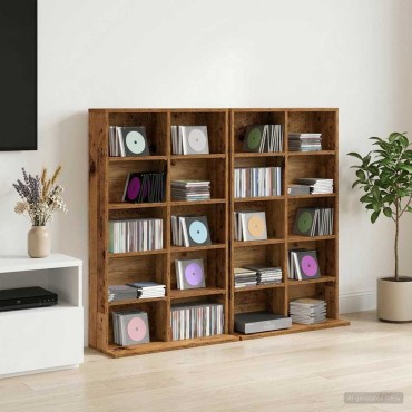 vidaXL Ντουλάπα CD 2 τεμ. Παλαιωμένο ξύλο 65x23,5x97,5cm