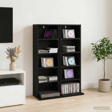 vidaXL Ντουλάπα CD 2 τεμ. Μαύρη Δρυς 33x23,5x97,5cm