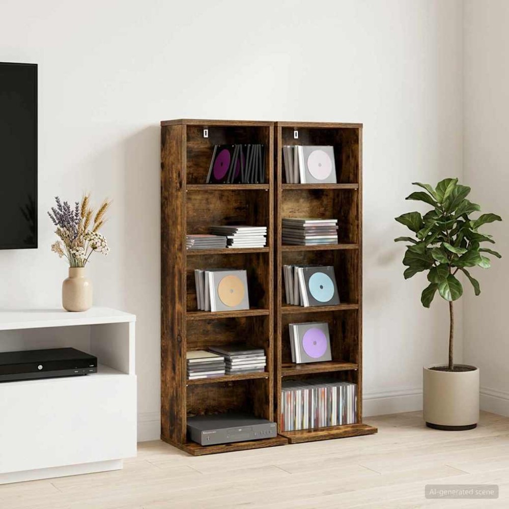vidaXL Ντουλάπα CD 2 τεμ. Καπνισμένο Ξύλο Δρυός 33x23,5x97,5cm