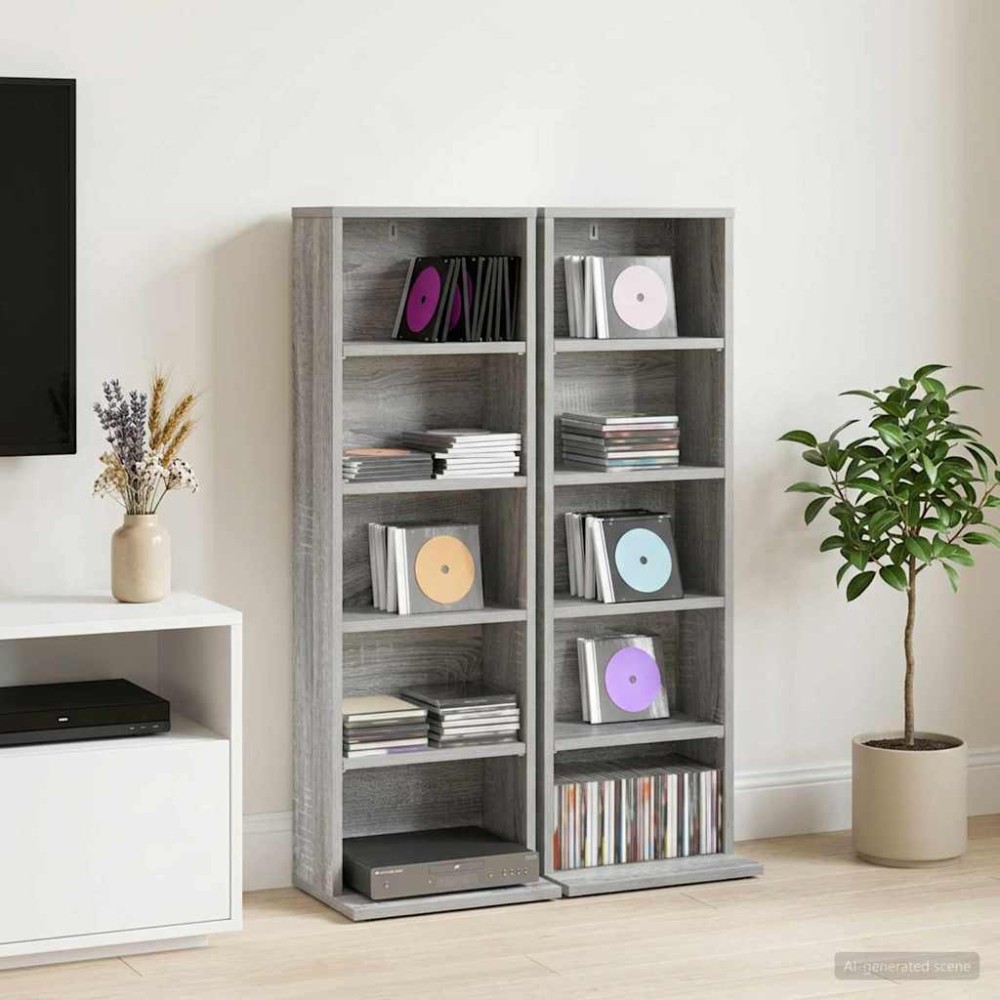 vidaXL Ντουλάπα CD 2 τεμ. Γκρι Sonoma 33x23,5x97,5cm