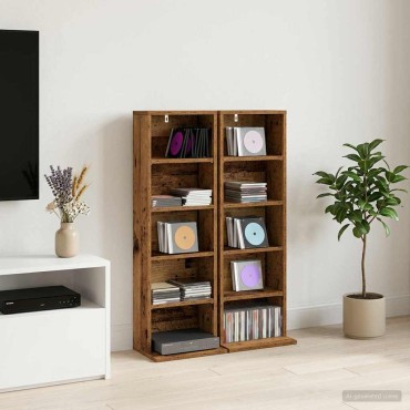 vidaXL Ντουλάπα CD 2 τεμ. Παλαιωμένο ξύλο 33x23,5x97,5cm