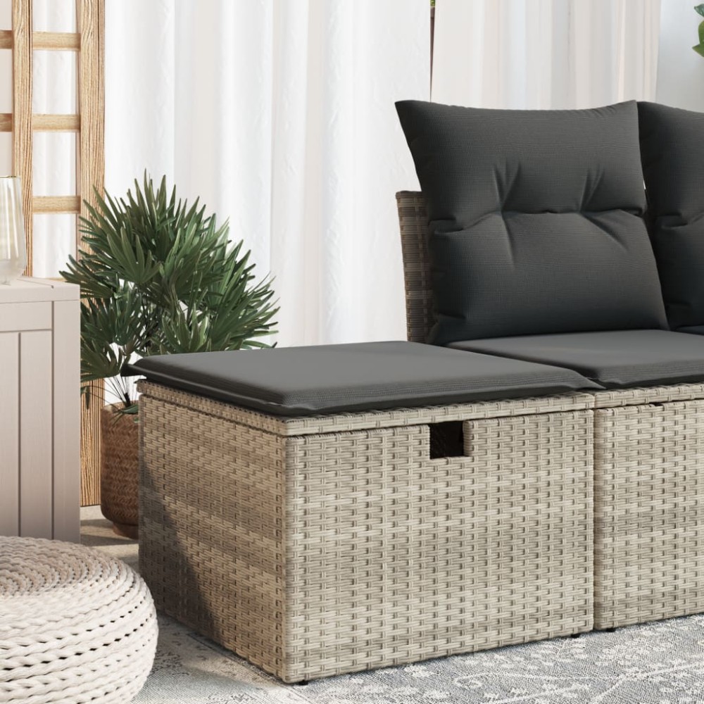 vidaXL Υποπόδιο Κήπου Αν.Γκρι 55x55x37cm Συνθετικό Ρατάν με Μαξιλάρι 1 τεμ. vidaXL Υποπόδιο Κήπου Αν.Γκρι 55x55x37cm Συνθετικό Ρατάν με Μαξιλάρι 1 τεμ.
