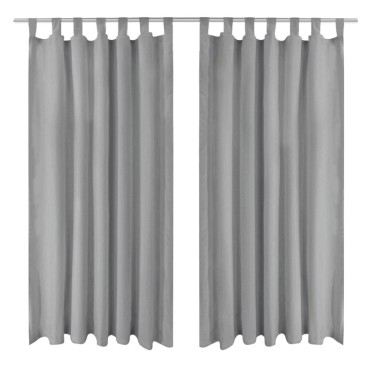 vidaXL Κουρτίνες με Θηλιές 2 τεμ. Γκρι 140x175cm από Microsatin