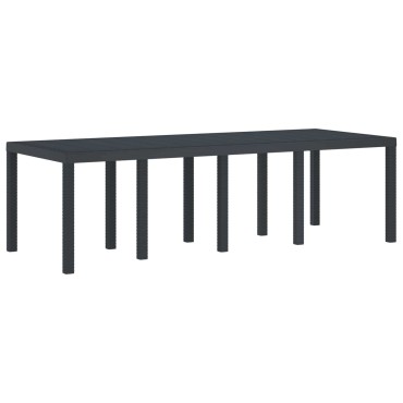 vidaXL Τραπέζι Κήπου Ανθρακί 250x100x73cm συνθετικό ρατάν 1 τεμ.