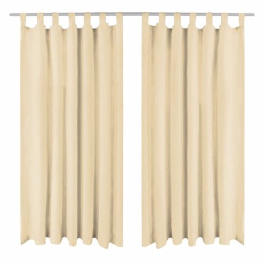 vidaXL Κουρτίνες με Θηλιές 2 τεμ. Μπεζ 140x245cm από Microsatin