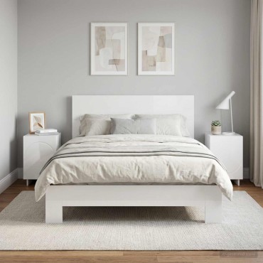 vidaXL Κομοδίνο 2 τεμ. Λευκό υψηλής γυαλάδας 33,5x34,5x50 εκ