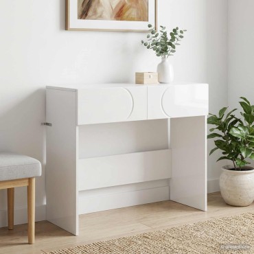 vidaXL Κονσόλα Γυαλιστερό Λευκό 96,5x38x75cm Επεξεργασμένο ξύλο