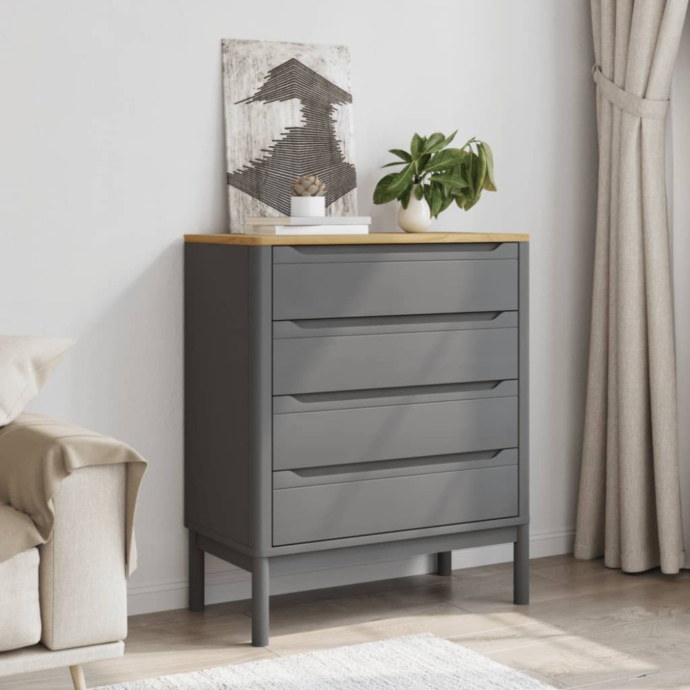 vidaXL Συρταριέρα FLORO Γκρι από Μασίφ Ξύλο Πεύκου 76,5x39x90,5cm 1 τεμ.