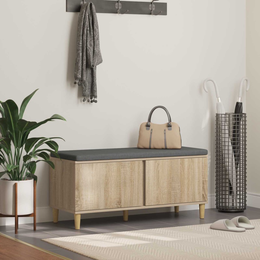 vidaXL Παγκάκι Χαλωρίου με μαξιλάρι Δρύς Sonoma 100x38x46 εκ 1 τεμ.