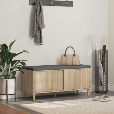 vidaXL Παγκάκι Χαλωρίου με μαξιλάρι Δρύς Sonoma 100x38x46 εκ 1 τεμ.