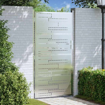 vidaXL Πύλη Κήπου 85 x 174 εκ Ανοξείδωτο ατσάλι Ασημί Κλειδώσιμο