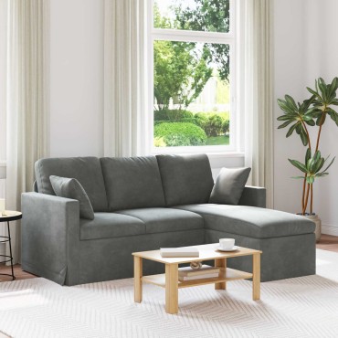 vidaXL Καναπές Σκούρο Γκρι 178x134x80cm Βελούδο