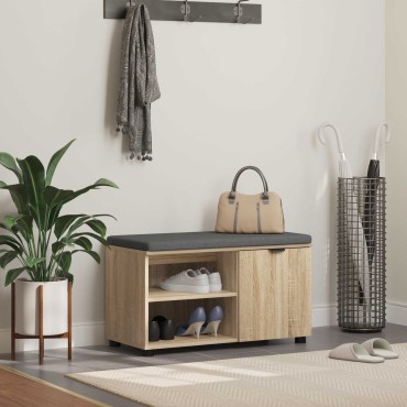 vidaXL Παγκάκι Χαλωρίου με μαξιλάρι Δρύς Sonoma 80x38x46 εκ 1 τεμ.