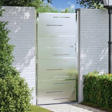 vidaXL Πύλη Κήπου 85 x 174 εκ Ανοξείδωτο Ατσάλι Ασημί Κλειδώσιμο