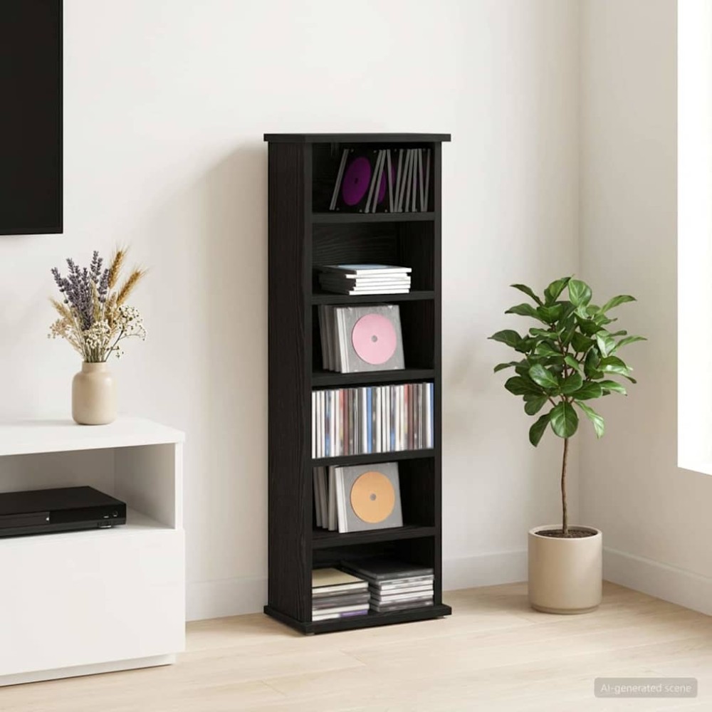 vidaXL Ντουλάπα CD Μαύρη Δρυς 60x17x92cm Επεξεργασμένο Ξύλο