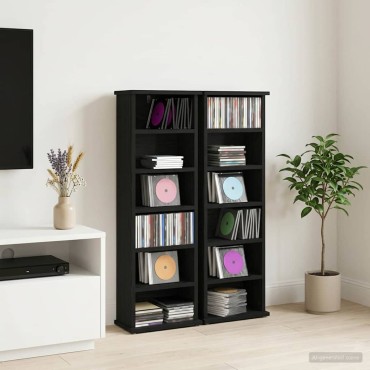 vidaXL Ντουλάπα CD 2 τεμ. Μαύρη Δρυς 60x17x92cm