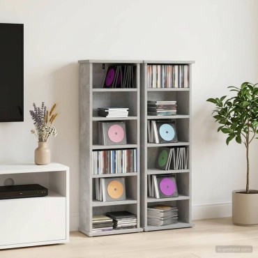 vidaXL Ντουλάπα CD 2 τεμ. Γκρι Σκυροδέματος 60x17x92cm