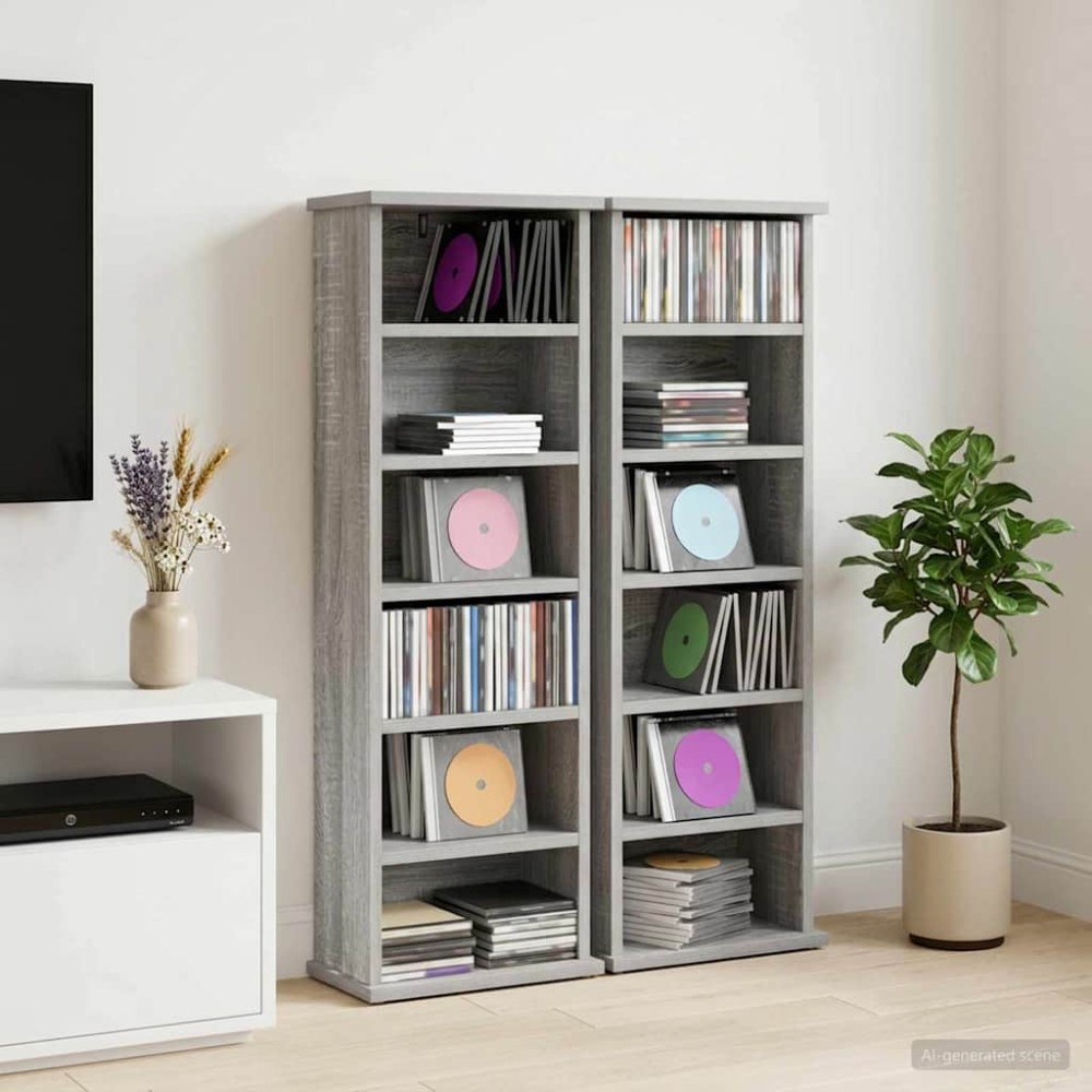 vidaXL Ντουλάπα CD 2 τεμ. Γκρι Sonoma 60x17x92cm
