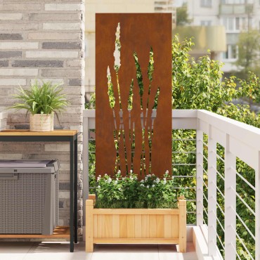 vidaXL Οθόνη Ιδιωτικότητας Κήπου Floral Σκ rusty 50 x 140 εκ