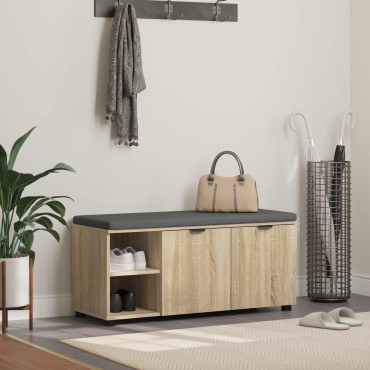 vidaXL Παγκάκι Χαλωρίου με μαξιλάρι Δρύς Sonoma 100x38x46 εκ 1 τεμ.