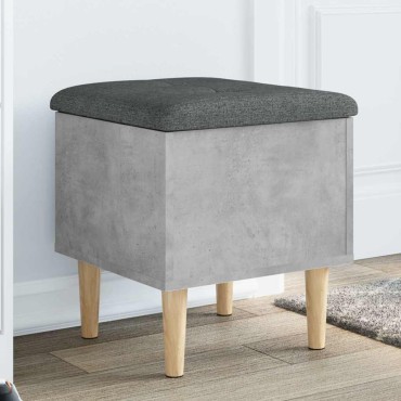 vidaXL Παγκάκι Αποθήκευσης Γκρι Σκυροδεμ. 42x42x46cm Επεξεργ. Ξύλο 1 τεμ.