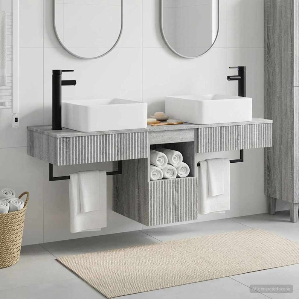 vidaXL Σετ Ντουλαπιών Μπάνιου 3 τεμ. Γκρι Sonoma 53x35x39 εκ