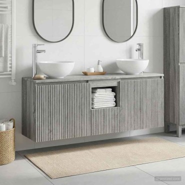 vidaXL Σετ Ντουλαπιών Μπάνιου 3 τεμ. Γκρι Sonoma 129x35x80cm